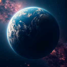 Earth against a blue space background