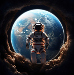 Astronaut floating above Earth
