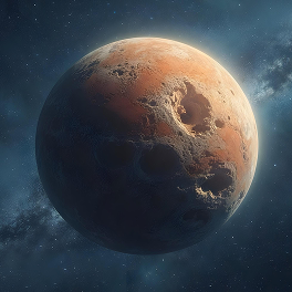 Red planet and purple space horizon