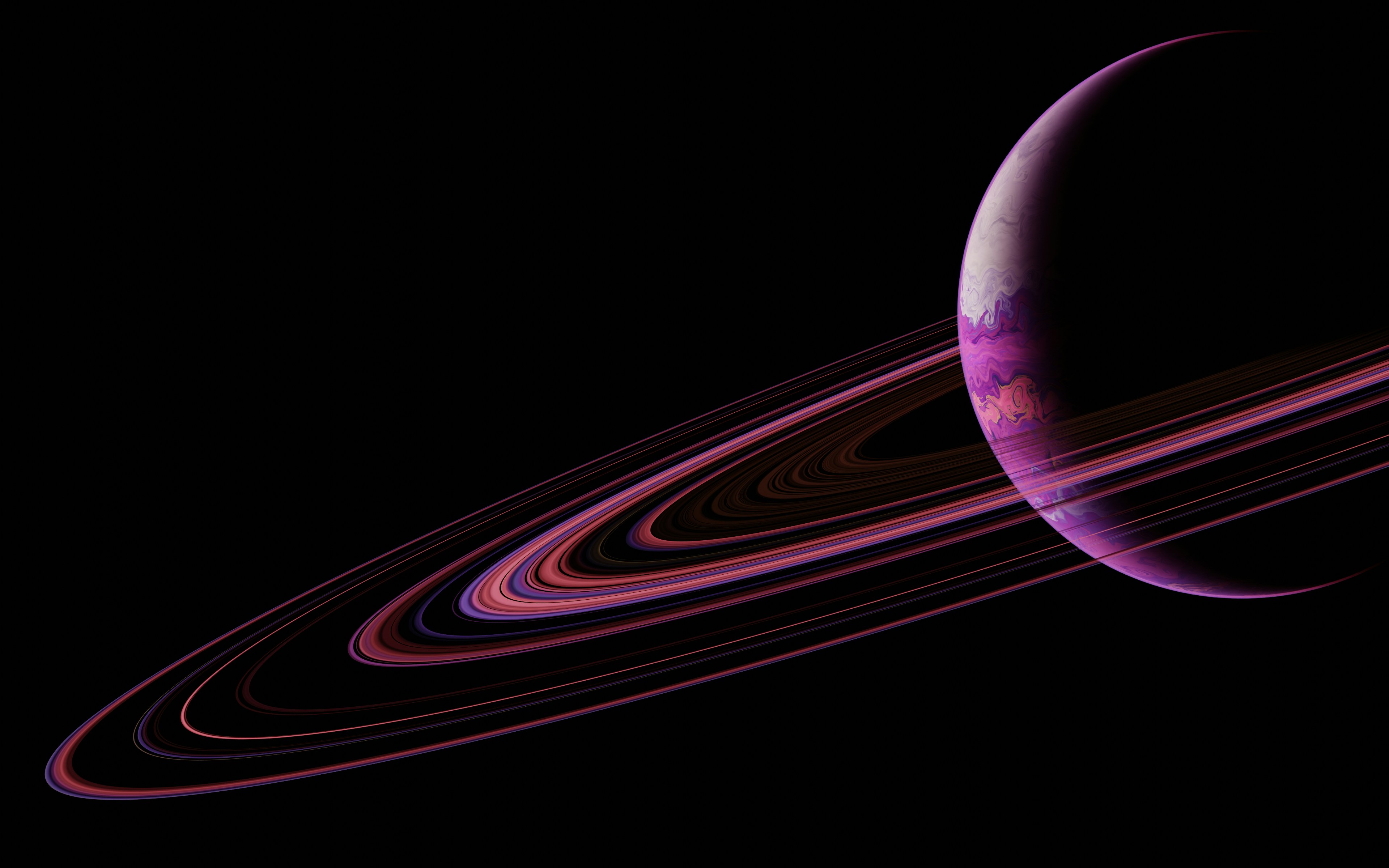 Ringed planet in black space