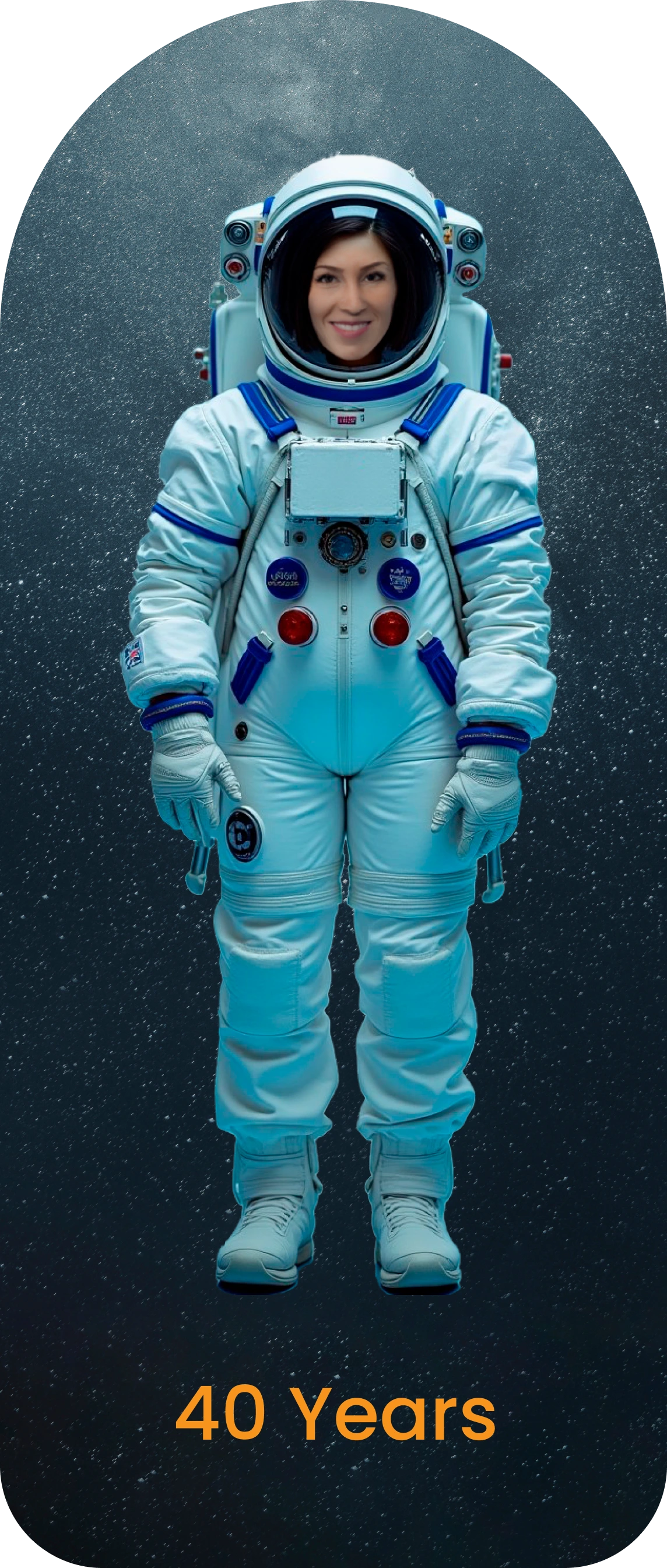 40 years old Space Academy intern in an astronaut suit